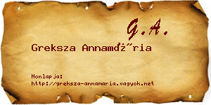 Greksza Annamária névjegykártya